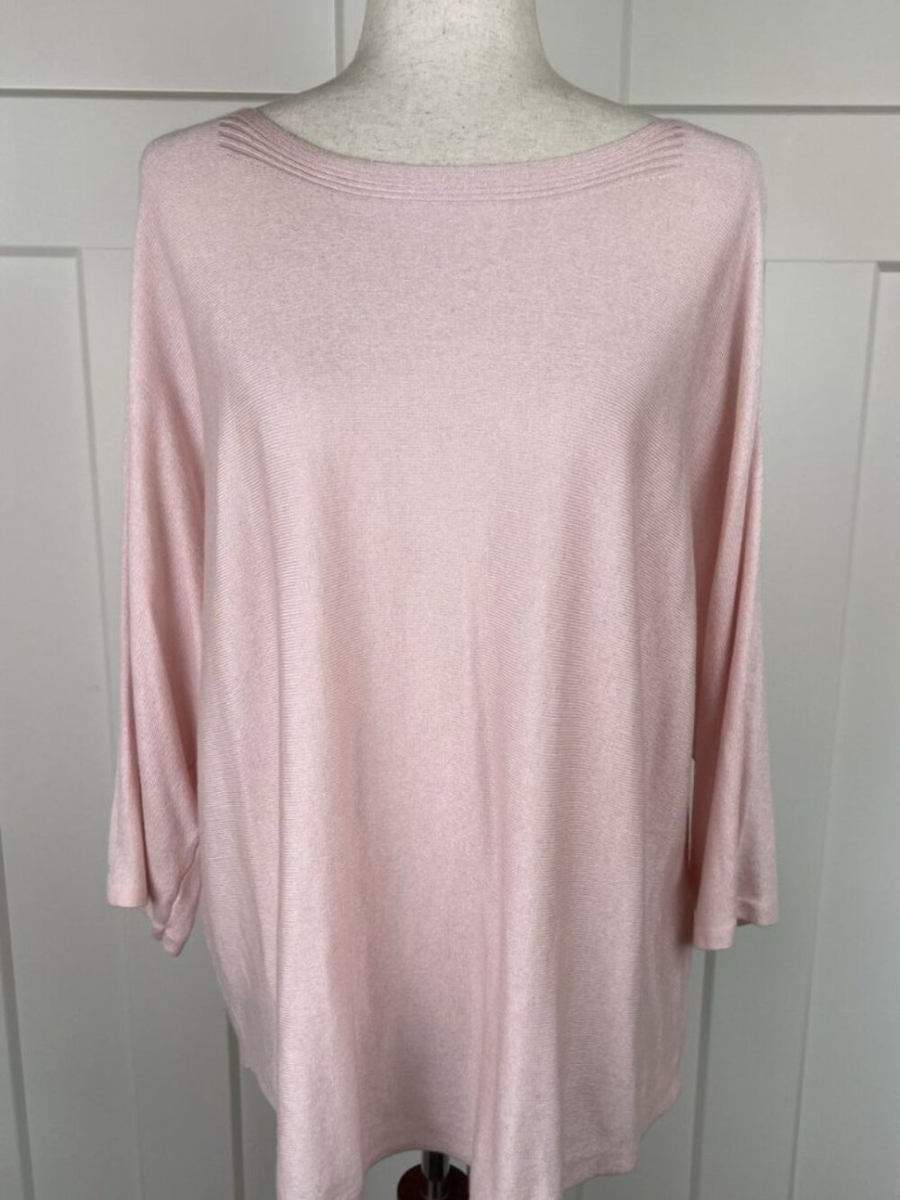Chico’s Size 3 XL Pink Cashmere Blend Boat Neck Lightweight Sweater Soft Top